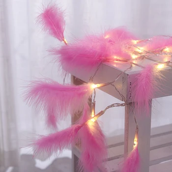 1,5-метрови led гирлянди с фея от пера ръчно изработени Коледна прозорец в бара, сватбена празнична лампа