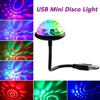 RGB Многоцветное диджейское осветление звук вечерни Авто USB диско топка светлини атмосфера на автомобила украса на стаята лампа магически стробоскоп 2#