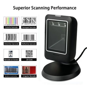 Баркод скенер 2D универсален стенд-автоматичен четец матрица на данни с датчика за супермаркет usb четец на баркодове 1D 2D QR-код