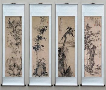 На стената картина с пейзаж в китайски стил, стенни художествени етикети, естетичен интериор на стаята