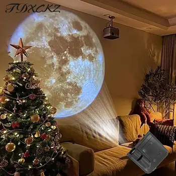 Проекционная лампа Aurora Moon Galaxy, творчески фон, с атмосферно лека нощ, земен проектор, лампа за фотография, подарък за влюбени