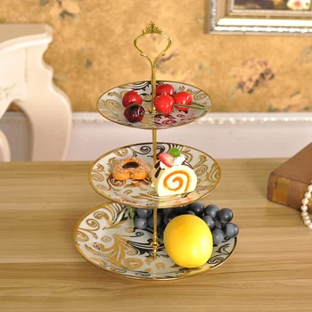 Чиния за плодове в европейски стил, битова масичка за чай, чиния за дим-самов, креативна керамична чиния за торта и многопластова плоча за сушени плодове