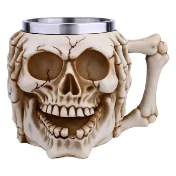 1 бр. 3D стерео чаша с череп от неръждаема стомана, креативна чаша от черепа-призрак от неръждаема стомана, подарък за Хелоуин, една чаша от неръждаема стомана