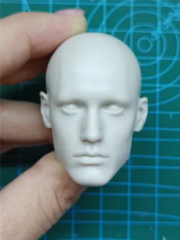 Неокрашенный 1/6 мащаб, скульптурная модел на главата на красивия човек, упражнение по рисуване за 12-инчов къдрава кукли