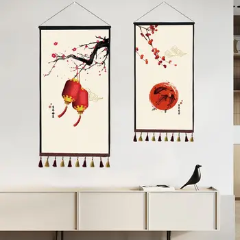 В китайски стил, плакати изобразяващи цветя, сливи, стенни художествени плакати, декорация за стая, естетически монтиране на украса за хола, антрето