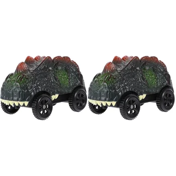 2 Броя детски играчки автомобил с динозавром автомобил cartoony писта на състезателна замени детски ABS състезателни дете