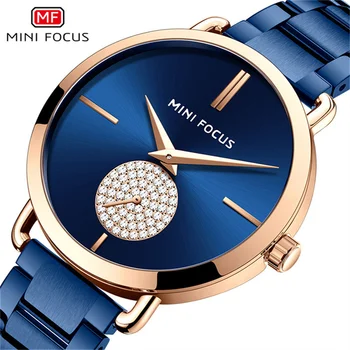 Часовници Леки Луксозни дамски часовници с диаманти, прост слънчев модел, водоустойчив дамски часовник с метална каишка
