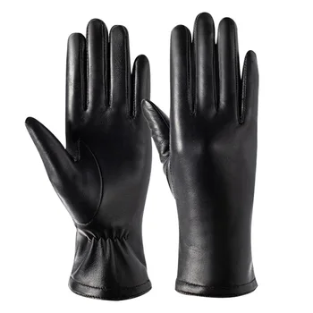 Мъжки зимни ръкавици от естествена кожа от овча кожа за спорт, женски нескользящие велосипедни топли ръкавици за шофиране на мотоциклет с докосване на екрана