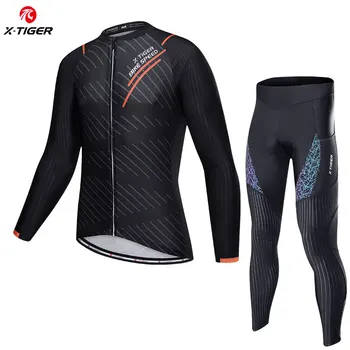 X-TIGER Мъжки велосипеден костюм с дълги ръкави, есента комплект от джърси за велоспорта, быстросохнущий велосипеден комплект дрехи за планинско колоездене, спортно облекло