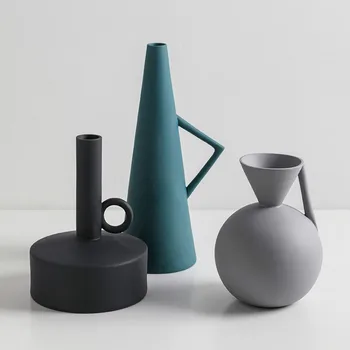 3ШТ Модерна минималистичная керамична ваза, декорация за всекидневната, цветен режим, геометрично художественото оформление, цвете ZP8031045