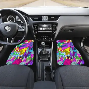 Комплект автомобилни стелки с цветен модел и абстрактно изкуство, предните и задните стелки за автомобили, автомобилни аксесоари