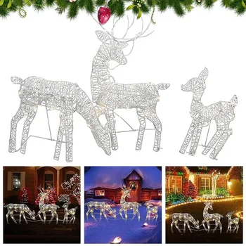 Коледен елен, водостойкое светлинен украса за градината, който стои на открито лосове, украса за двора на тревата, челно