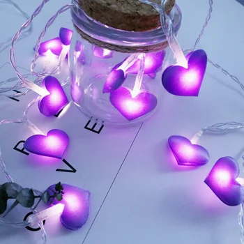 Led приказни светлини с форма на сърце захранва от батерия 1,5 м 3 м led венец Празнична сватба на коледно парти украса led светлини