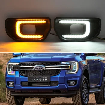 Автомобилни Предни Дневни Светлини За Ford Ranger Т8 XLT Sport 2022 2023 12V LED Поворотник DRL Дневни Ходова Лампа, Аксесоари За Модернизация