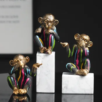 Фигури от смола, ретро цветни орнаменти във формата на маймуна, статуетка животински Горила, декорация за всекидневната, статуята на орангутан, домашен декор