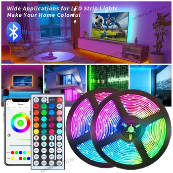 1 м, 3 м и 5 м 10 м 20 м и 30 м Led Лента RGB Лента Led Светлини за Декор на стаята Bluetooth SMD5050 на Led Подсветката на телевизора Цветни Ледени Светлини
