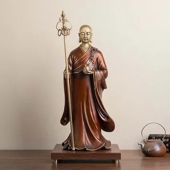 Азия-Тайланд, Будизъм благородна бронзова скулптура Дхарма кшитигарбха Дизанг пуша декоративна статуя на Бог Буда НАЧАЛНА дневна