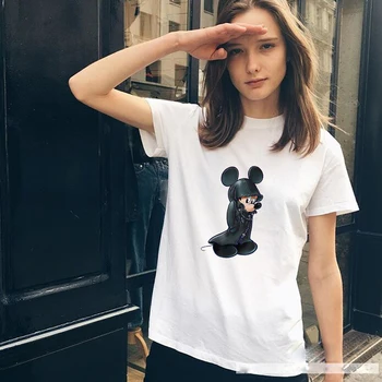 Модерна дамска тениска с изображение на Мики Маус 