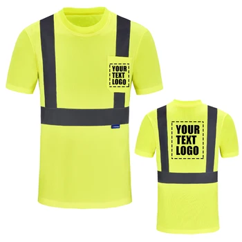 AYKRM, светоотражающая тениска, с висока видимост, къс ръкав, флуоресцентно работно облекло, безопасна работна фланелка за бягане, градинска облекло
