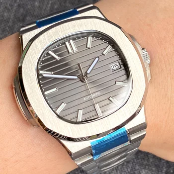 Рокля BLIGER, квадратен корпус NH35 PT5000, механичен мъжки часовник в сиво turquoise циферблат, сапфирен кристал механизъм MIYOTA, стомана / стъкло делото