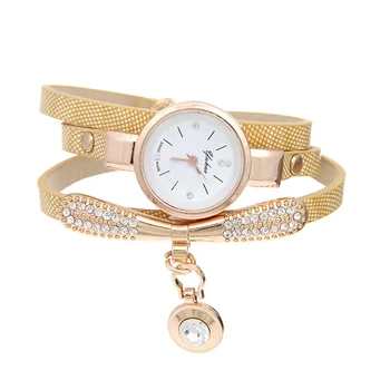 Модерен дамски часовник с кожена каишка с диаманти, златни луксозни кварцов часовник, дамски ежедневни златни часовници