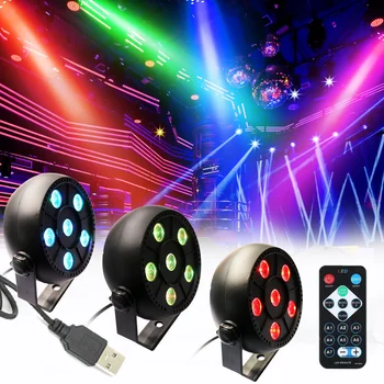 3 в 1 Mini Par Light 6 Led RGB Color USB/US/Plug EU Звукова Активният Сценична Лампа За Вътрешно Декориране на KTV DJ Party
