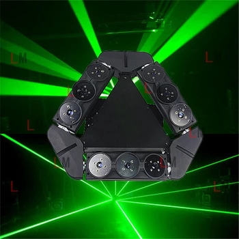 Нов дизайн, това е една зелена 50 Mw, 9 око, движеща се глава на лазерен лъч-паяк, dj-светлини за бар, шоу,на клуба