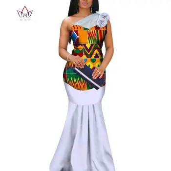 Дълги рокли с аппликацией и африка принтом за жени, драпирани рокли на русалка Басейн Riche, булчински облекла в африканския стил по поръчка, WY3377