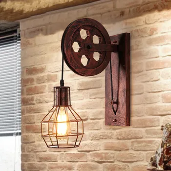 Ретро Ретро, с монтиран на стената Лампа, Промишлен, с монтиран на стената Лампа С Абажуром Iron Таванско помещение е Кафе Бар Регулируеми Стенни Тела Wandlamp Украса LED