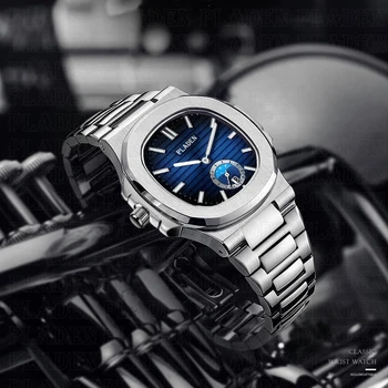 Луксозна марка PLADEN кварцови часовници за мъже, мода Автоматична дата от неръждаема стомана водоустойчив часовник AAA Бизнесмен Безплатна доставка