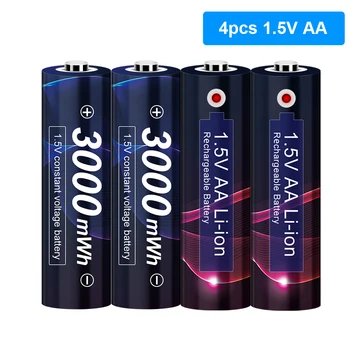 AA от 1,5 Акумулаторна Батерия 3000 МВтч Батерия AA от 1,5 Литиево-йонна Батерия за часовник, мишки, компютри 1,5 AA Акумулаторна Батерия AA