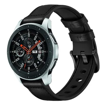 Кожа + силикон каишка за Huawei watch 3/Samsung galaxy watch/Active 2 мъжки /женски взаимозаменяеми каишка-гривна за Amazfit GTR